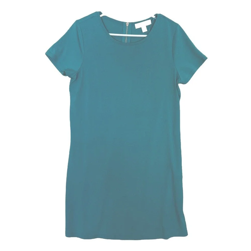 Michael Kors Dress Medium Stretch Matte Jersey Mini Solid Green Flare Zip